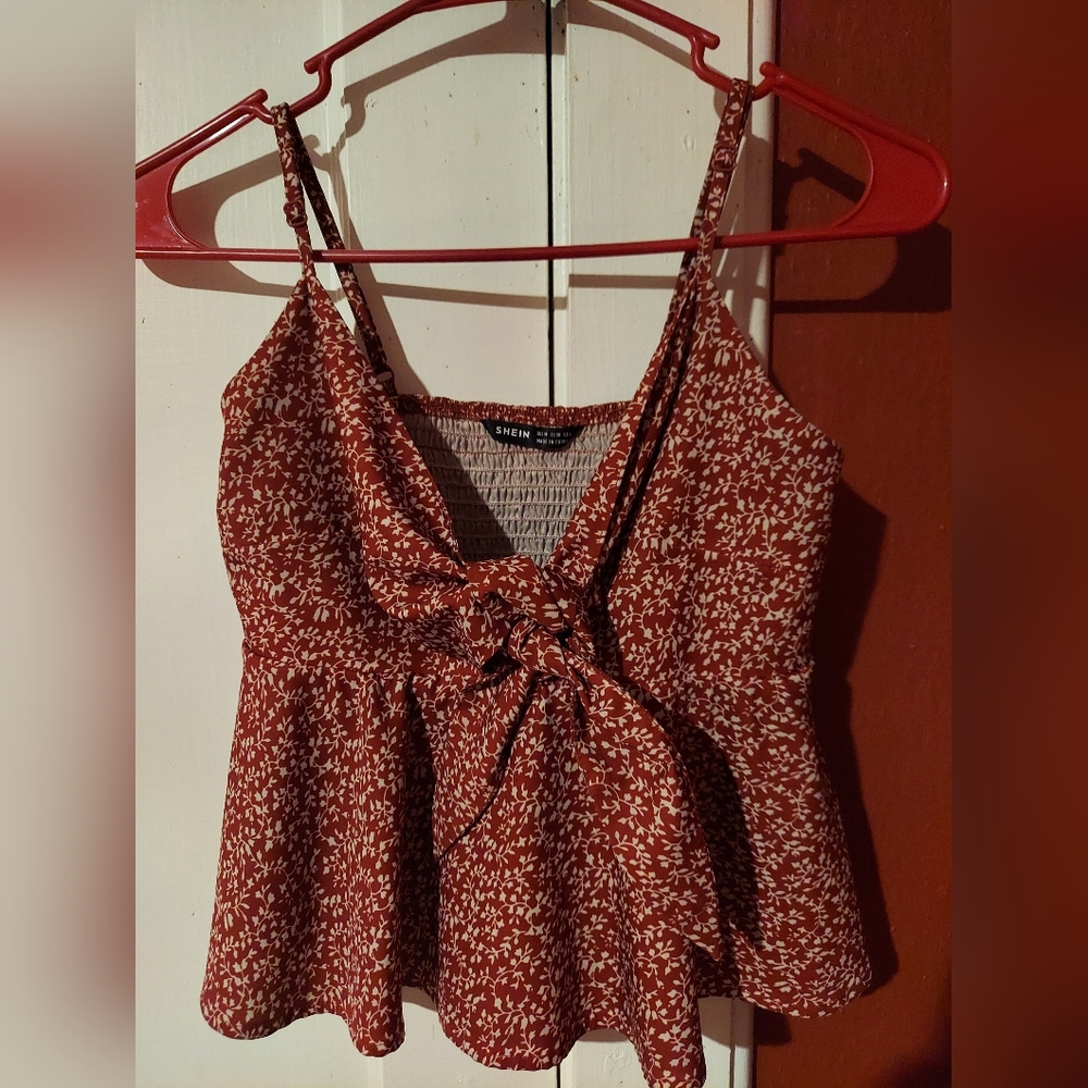 Red floral camisole tank